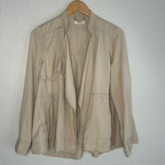 Urban Outfitters Silence+Noise Tencel Khaki Tan Jacket Baggy Boho Neutral Pocket - Picture 1 of 10